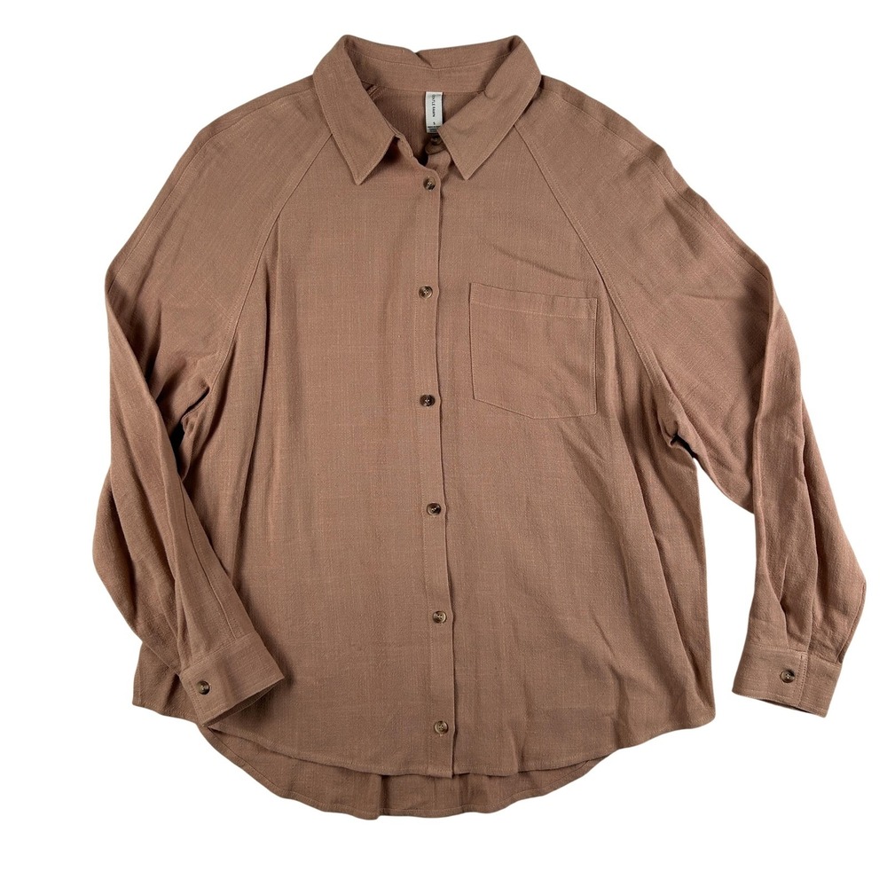 Gentle‎ Fawn Shirt Womens Small Brown Button Front Collared Long Sleeve